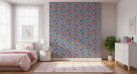 Bedroom wall in Ophelia Boho Blossoms wallpaper with floral line detail, GD9291