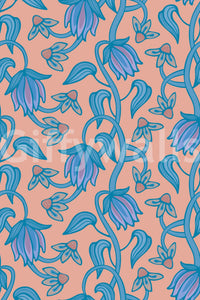 Decorative blush wallpaper with Ophelia Boho Blossoms floral outlines, GD9291