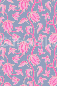 Pink botanical pattern in Ophelia Boho Blossoms wallpaper design