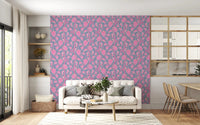 Boho floral wallpaper featuring Ophelia Boho Blossoms on lavender