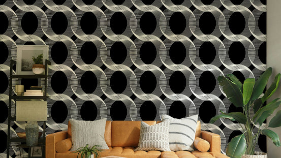 A full-wall mural of a modern, geometric pattern., GD4441