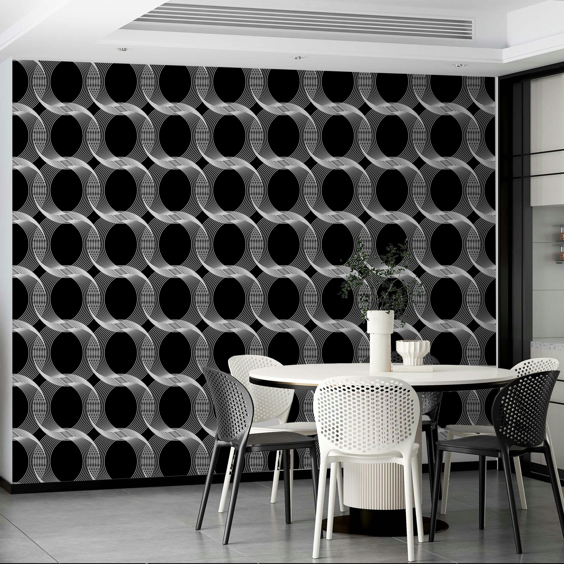The lines within the circles create a subtle optical illusion or sense of depth.
