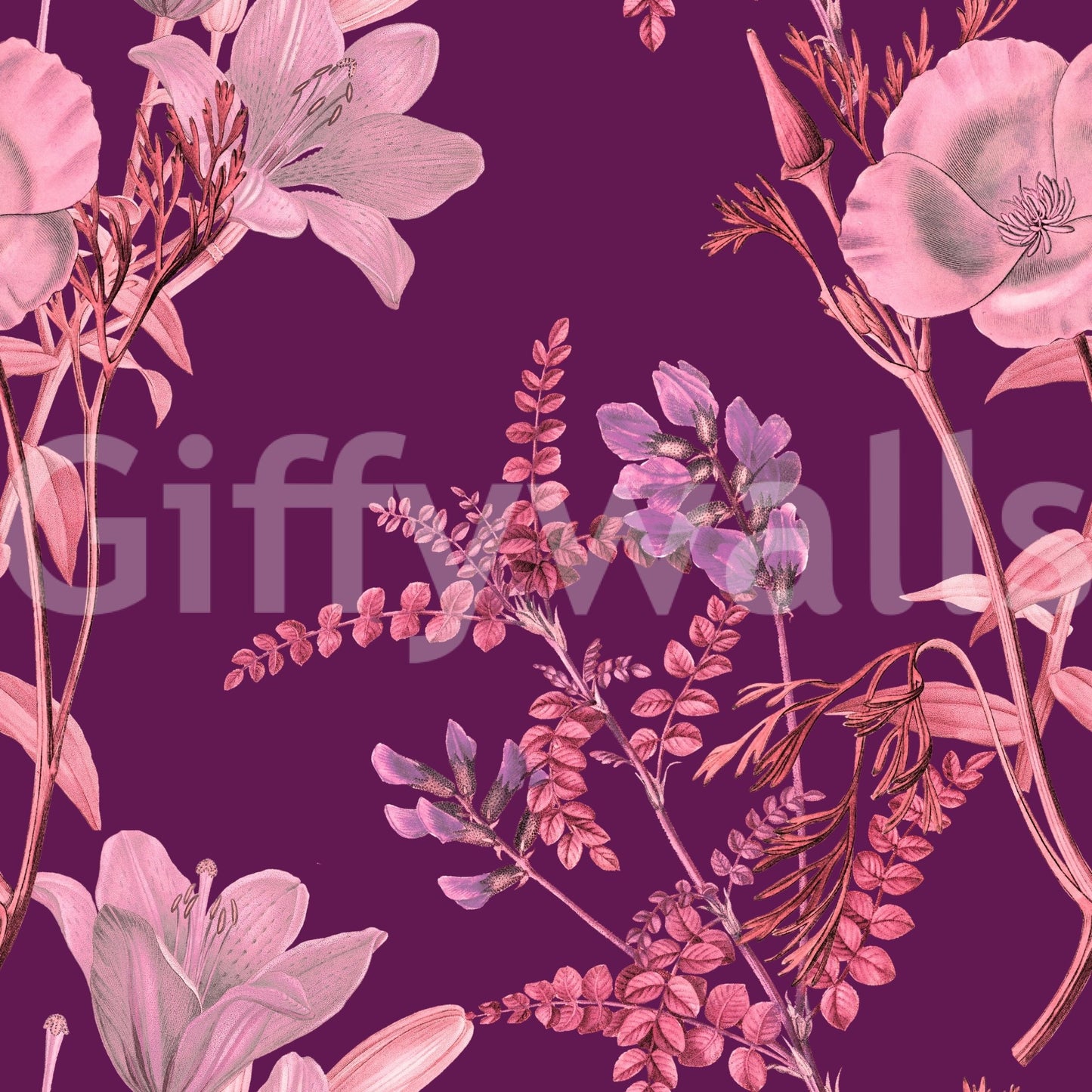 Dark floral finish with Botanical Plum Wallpaper and blush detail