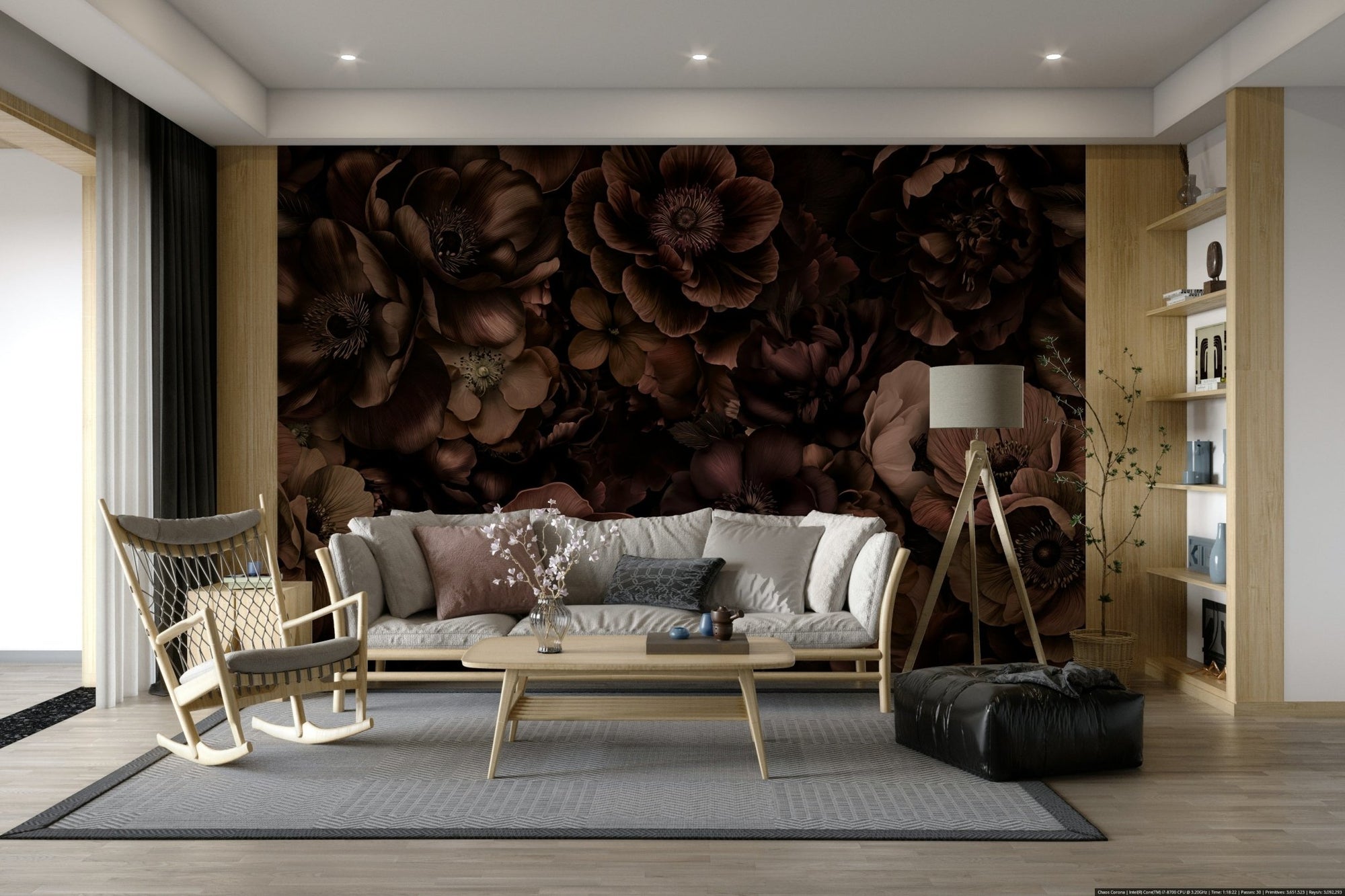 A wall mural of a luxurious floral pattern. GD3501

