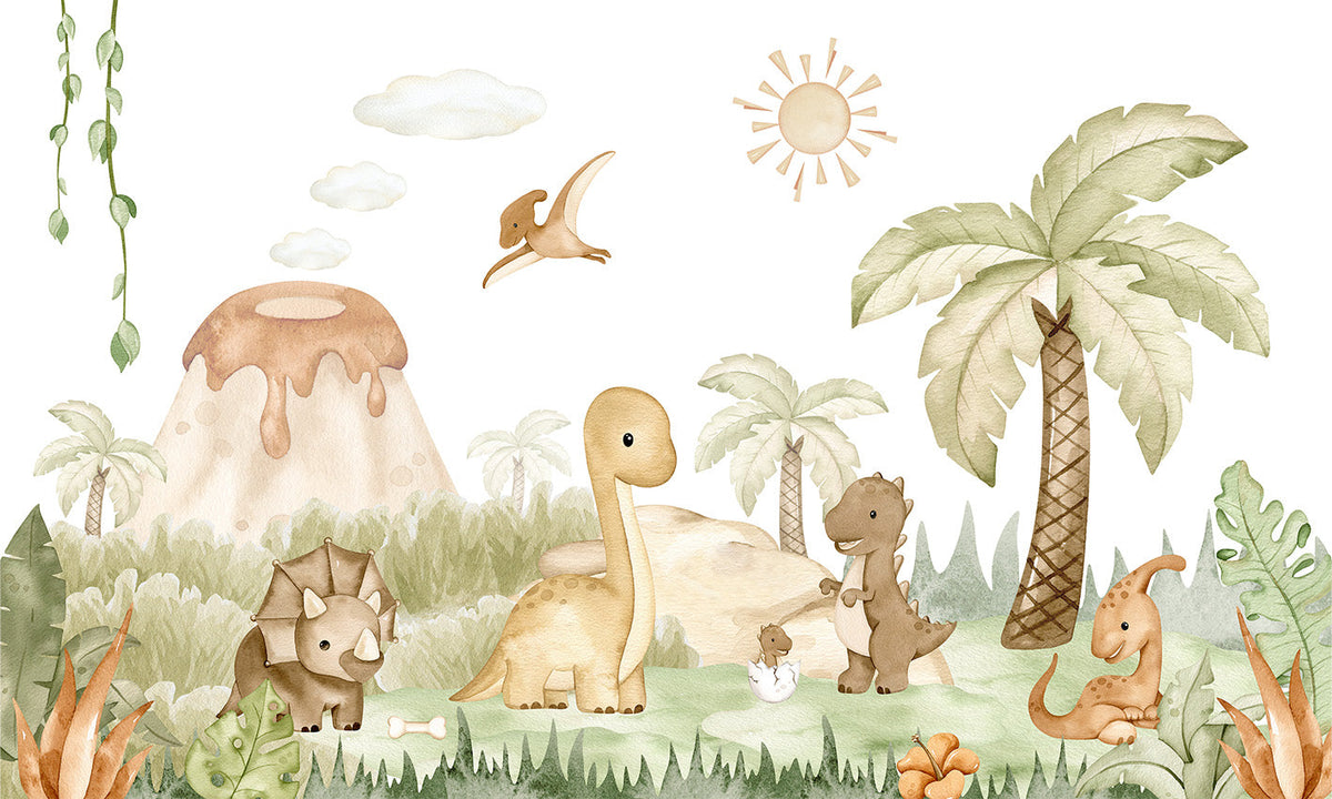 Dino Baby Wall Mural in your room — zoomed