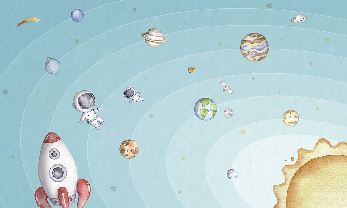 Space Joy Light Wall Mural in your room — zoomed