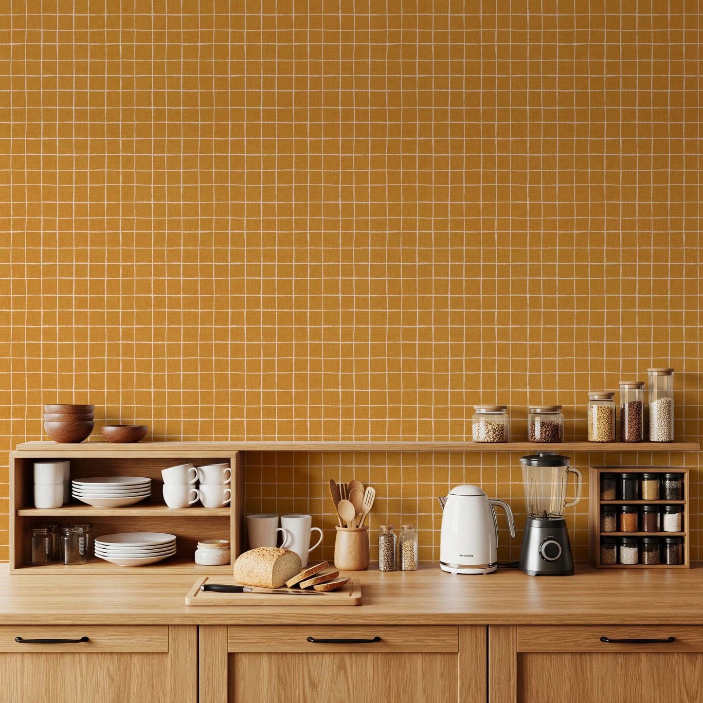 Striking orange fabric texture wallpaper for interiors.