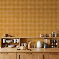 Striking orange fabric texture wallpaper for interiors.