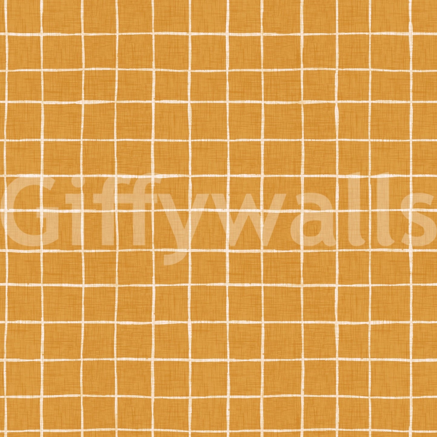 Textured amber linen wallpaper with a square pattern.
