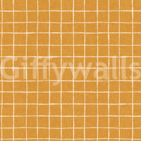 Textured amber linen wallpaper with a square pattern.
