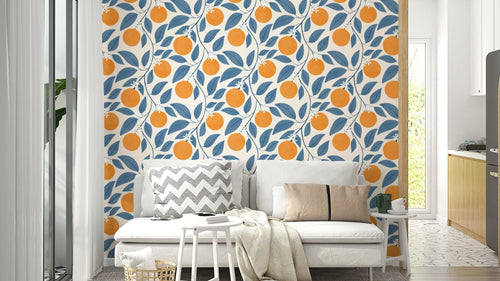 A wall mural of a peaceful floral pattern.

