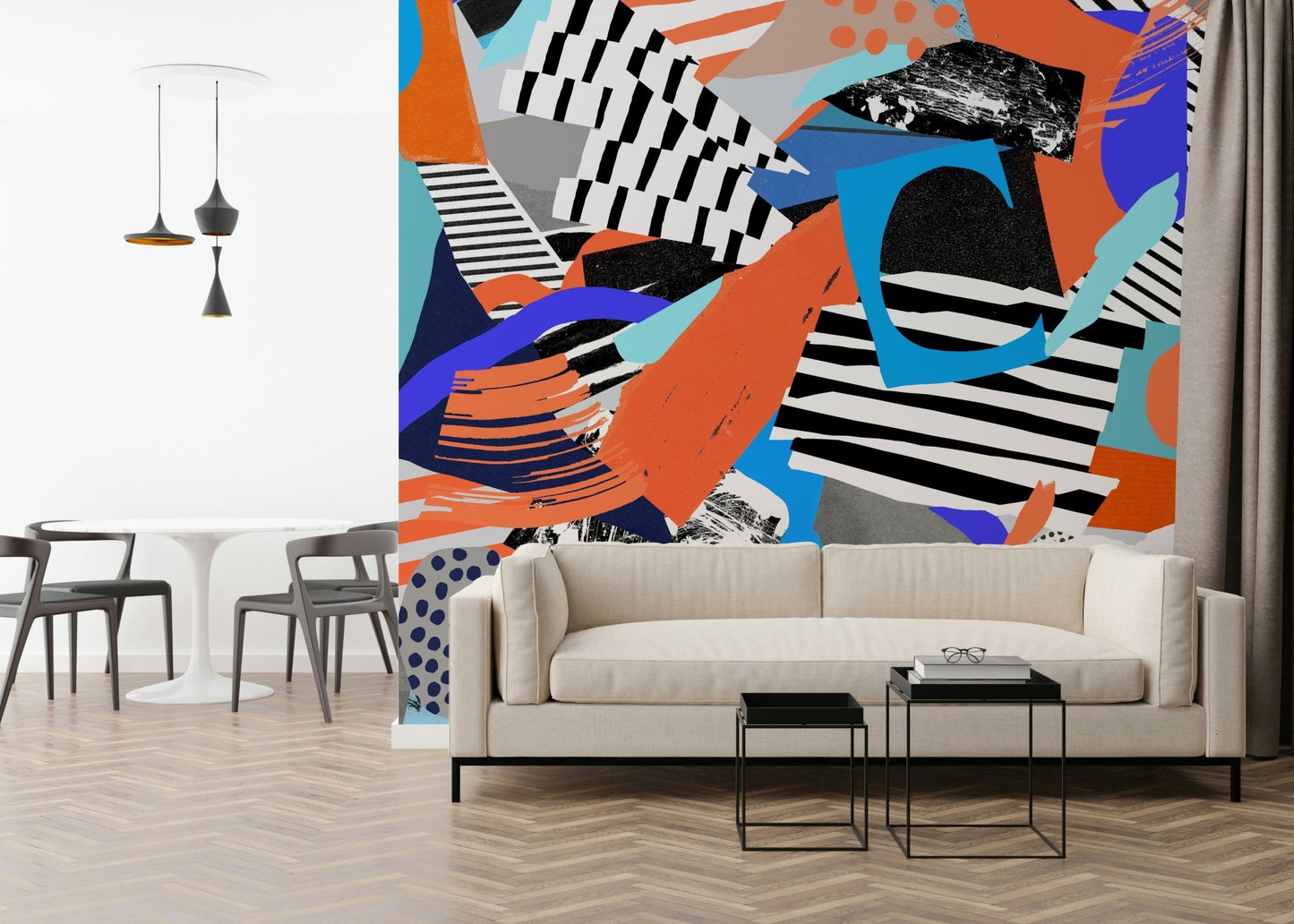 A contemplative gentle color wash wallpaper mural for a feature wall., GD5389