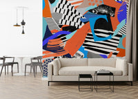 A contemplative gentle color wash wallpaper mural for a feature wall., GD5389