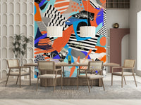 An artistic soft focus mural on minimalist wallpaper., GD5389