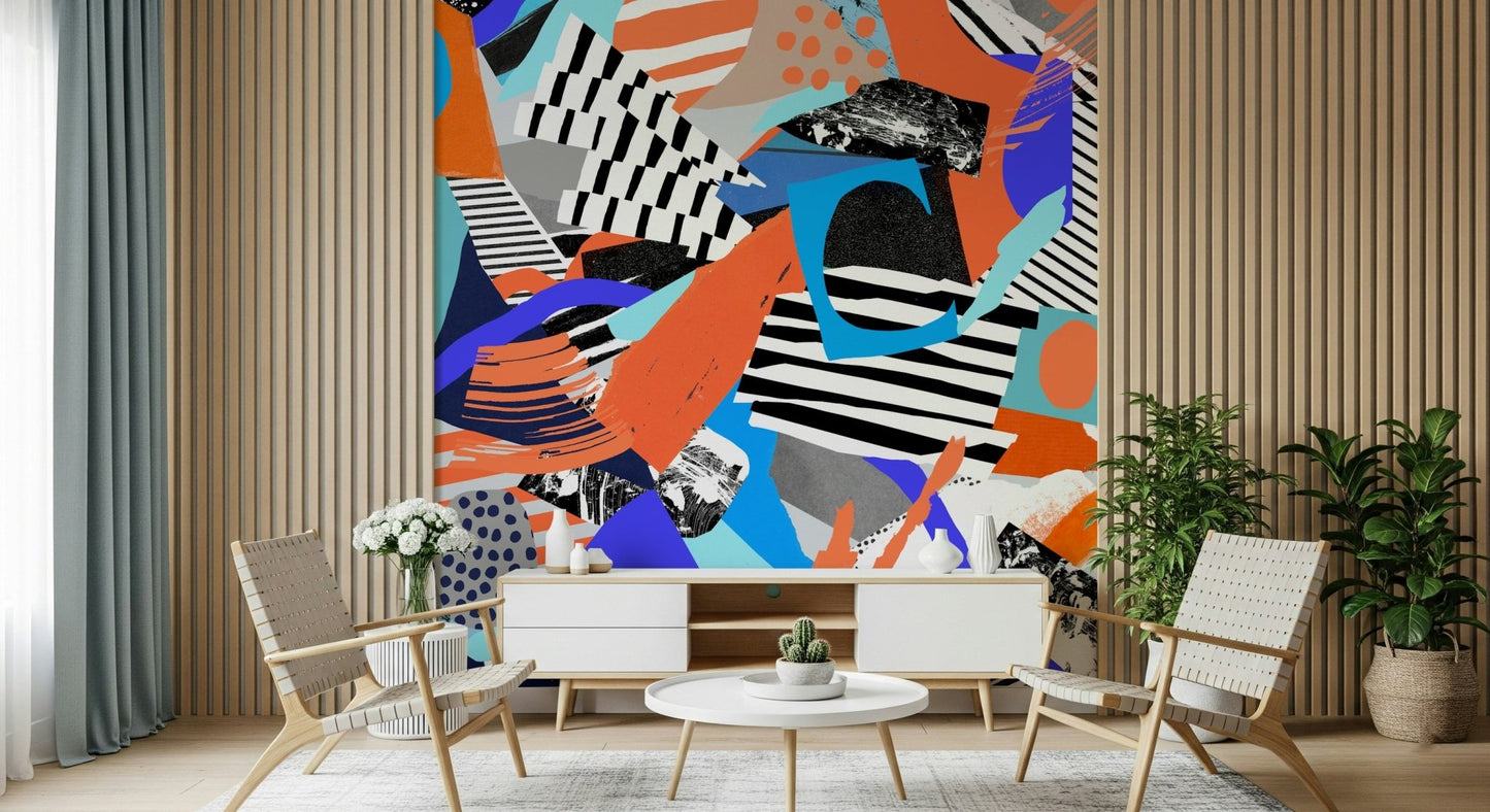 A calming abstract design wallpaper mural that defines a space., GD5389