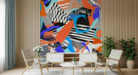 A calming abstract design wallpaper mural that defines a space., GD5389