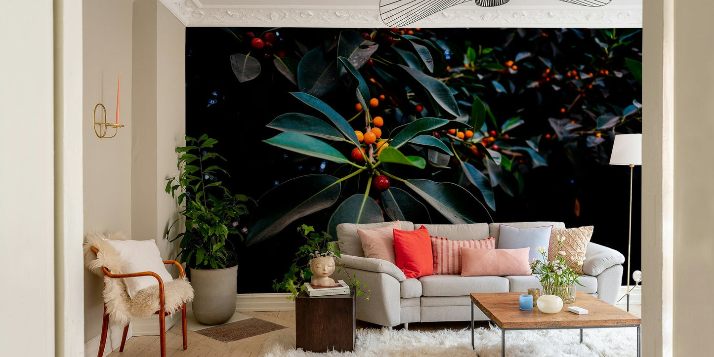 Orange, Green and Dark Wall Mural