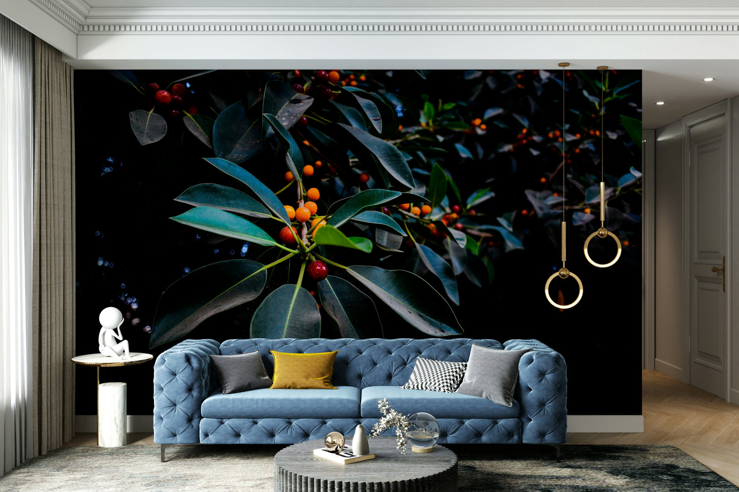 Orange, Green and Dark Wall Mural