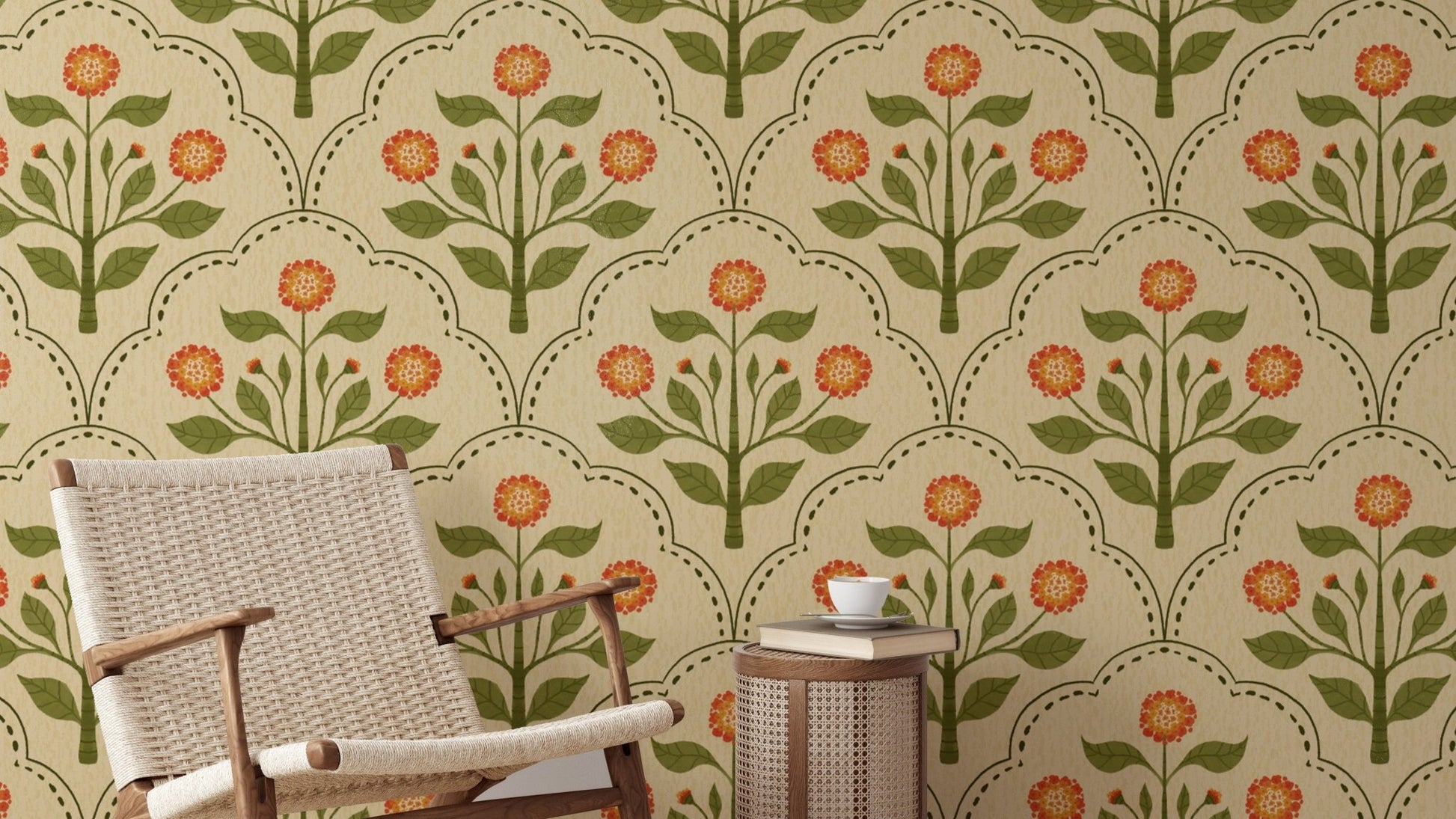 Vibrant wallpaper with orange lantana flowers
