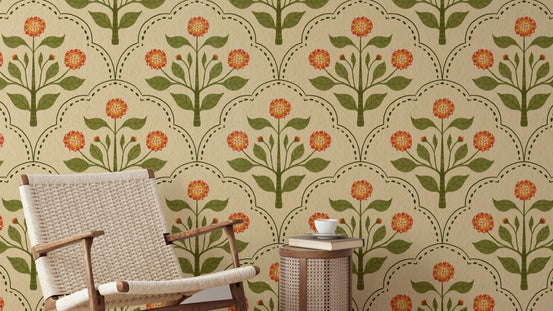 Vibrant wallpaper with orange lantana flowers RNM54