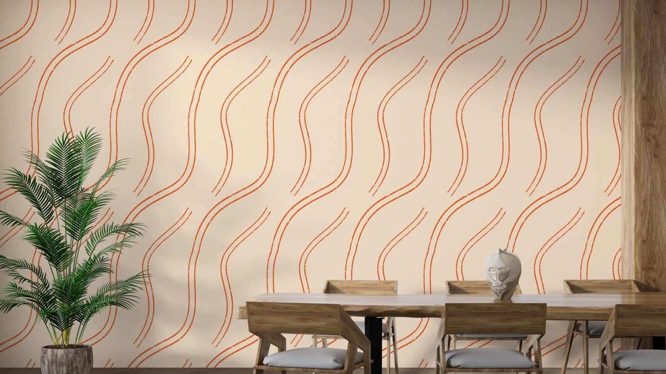 Elegant Orange Lines Mindfulness Zen Wallpaper design
