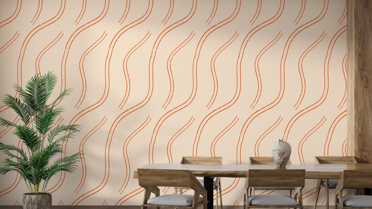 Elegant Orange Lines Mindfulness Zen Wallpaper design
