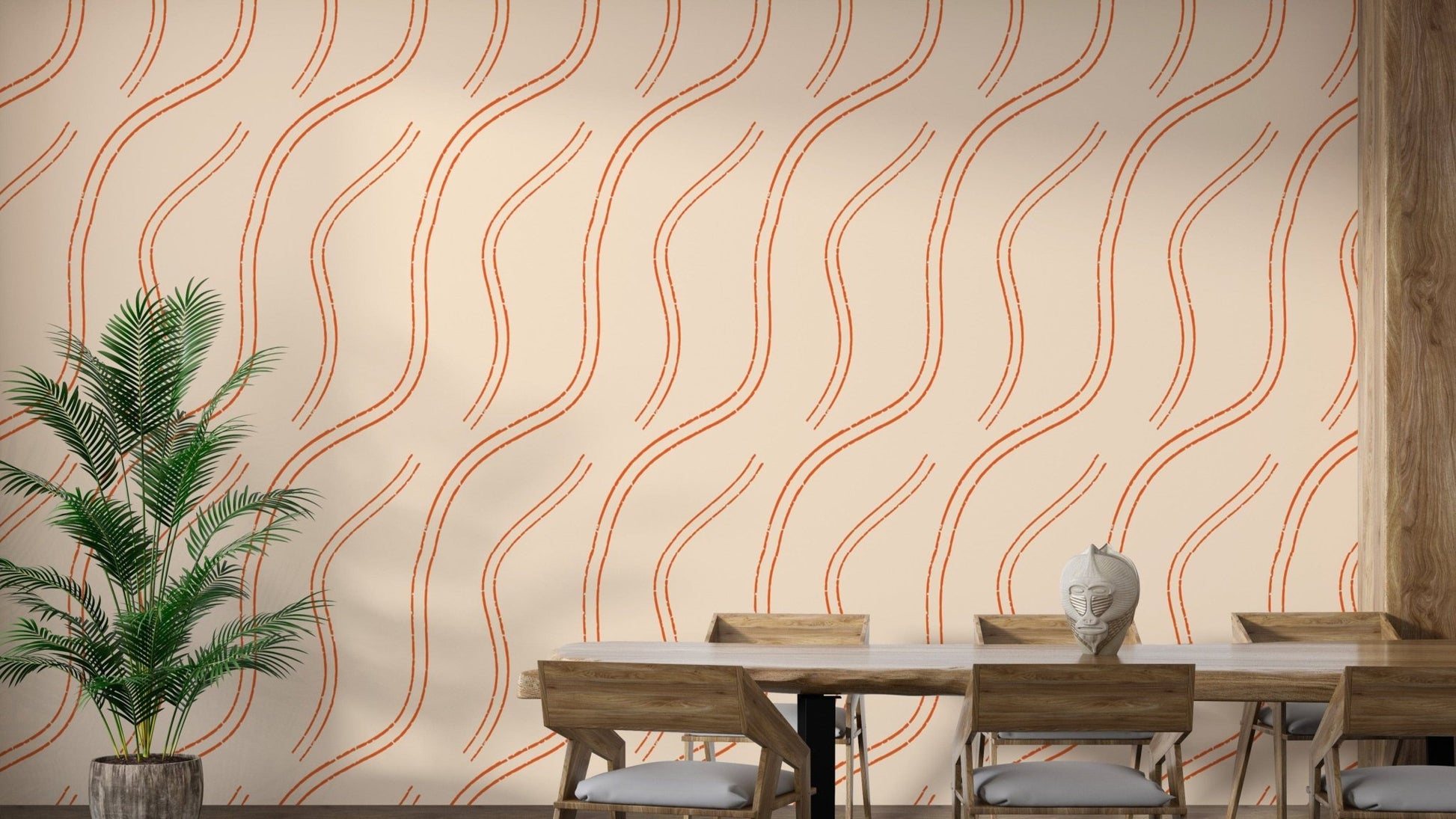 Elegant Orange Lines Mindfulness Zen Wallpaper design
