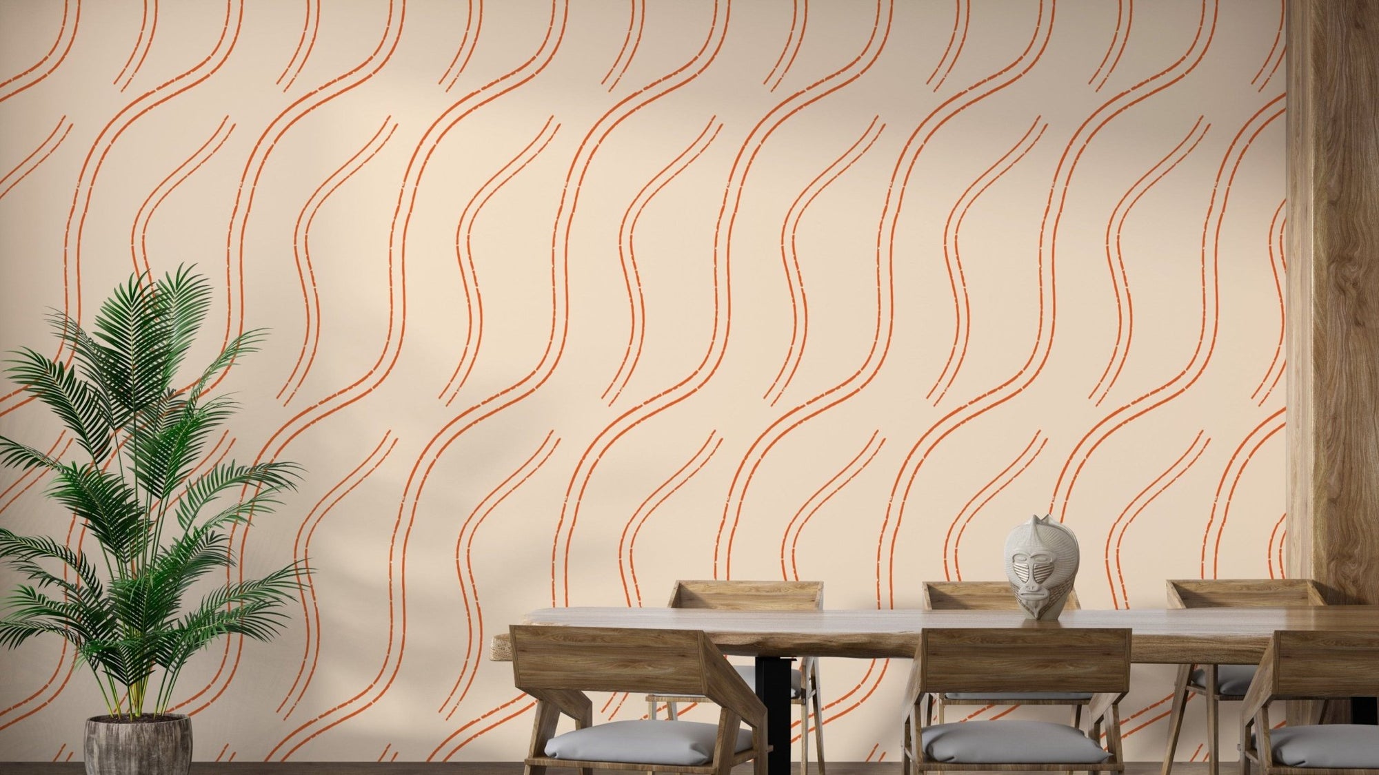 Elegant Orange Lines Mindfulness Zen Wallpaper design, SUSCT10