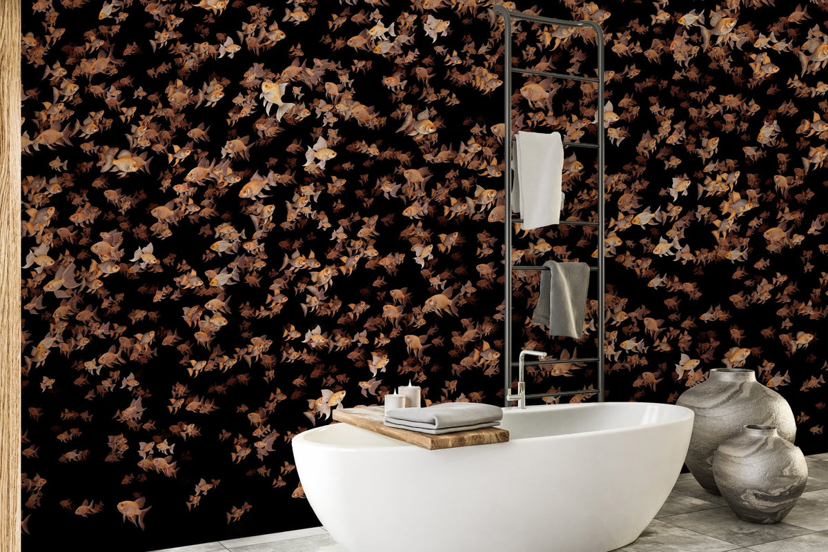 Orange fish swimming wallpaper for home murals DTLI15
