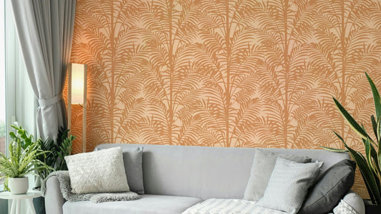 Abstract orange palm wallpaper.
