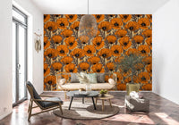 Wide-petalled poppies open across the sand base of Orange Poppy Garden wallpaper.⁠GD9579
