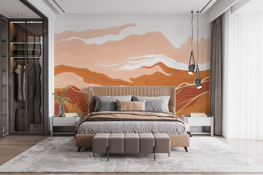 Orange Wavy Marble Wallpaper Murals - Giffywalls B023