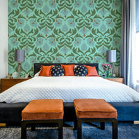 The texture appears smooth and refined, like a historical textile or painting.
