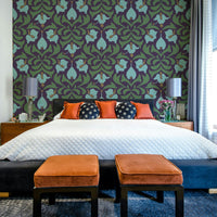 An elegant and artistic Art Nouveau floral wallpaper pattern.
