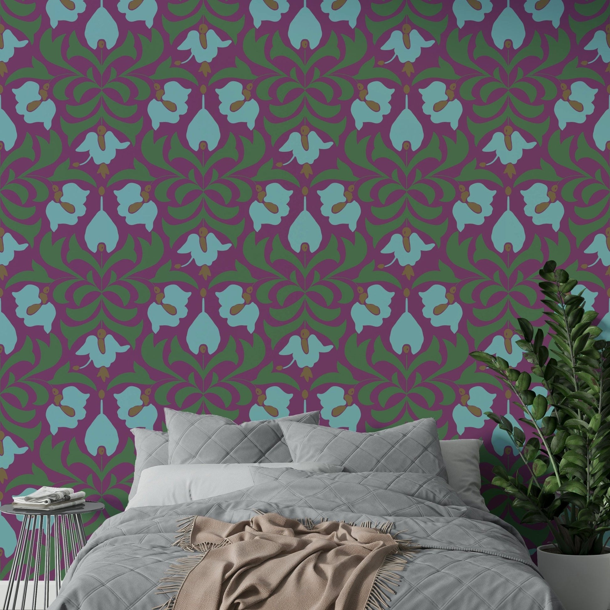 A serene and elegant vintage floral wallpaper pattern.
