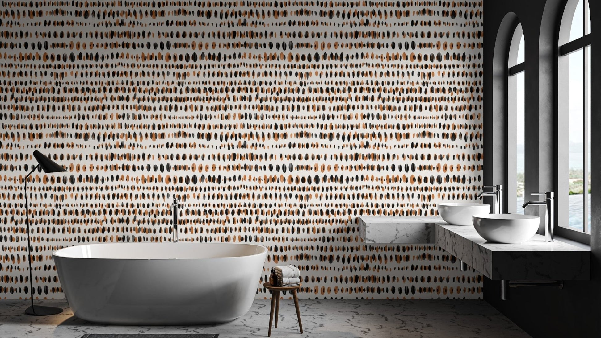 Minimalist Orbit Strokes Wallpaper Design
