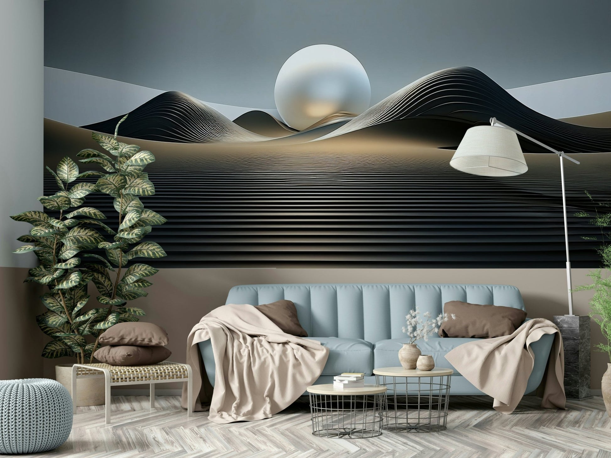 Orbital Dunes wall mural for creating bold interior spaces

