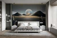 Modern Orbital Dunes mural with energetic swirling shapes

