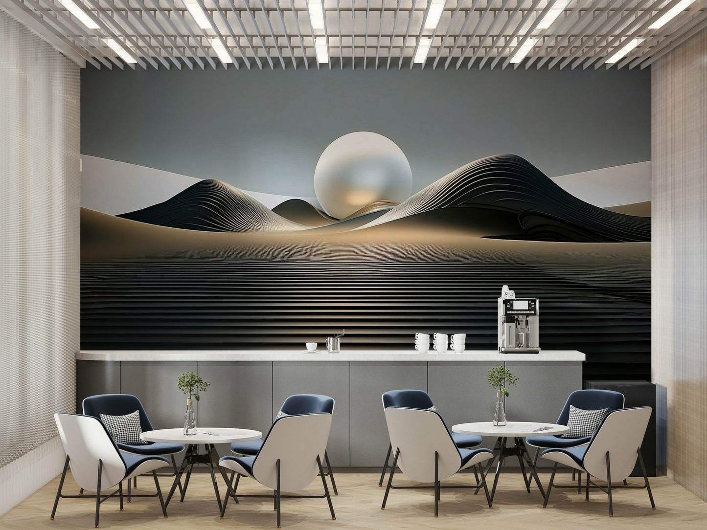 Orbital Dunes wall mural with soft, flowing curves

