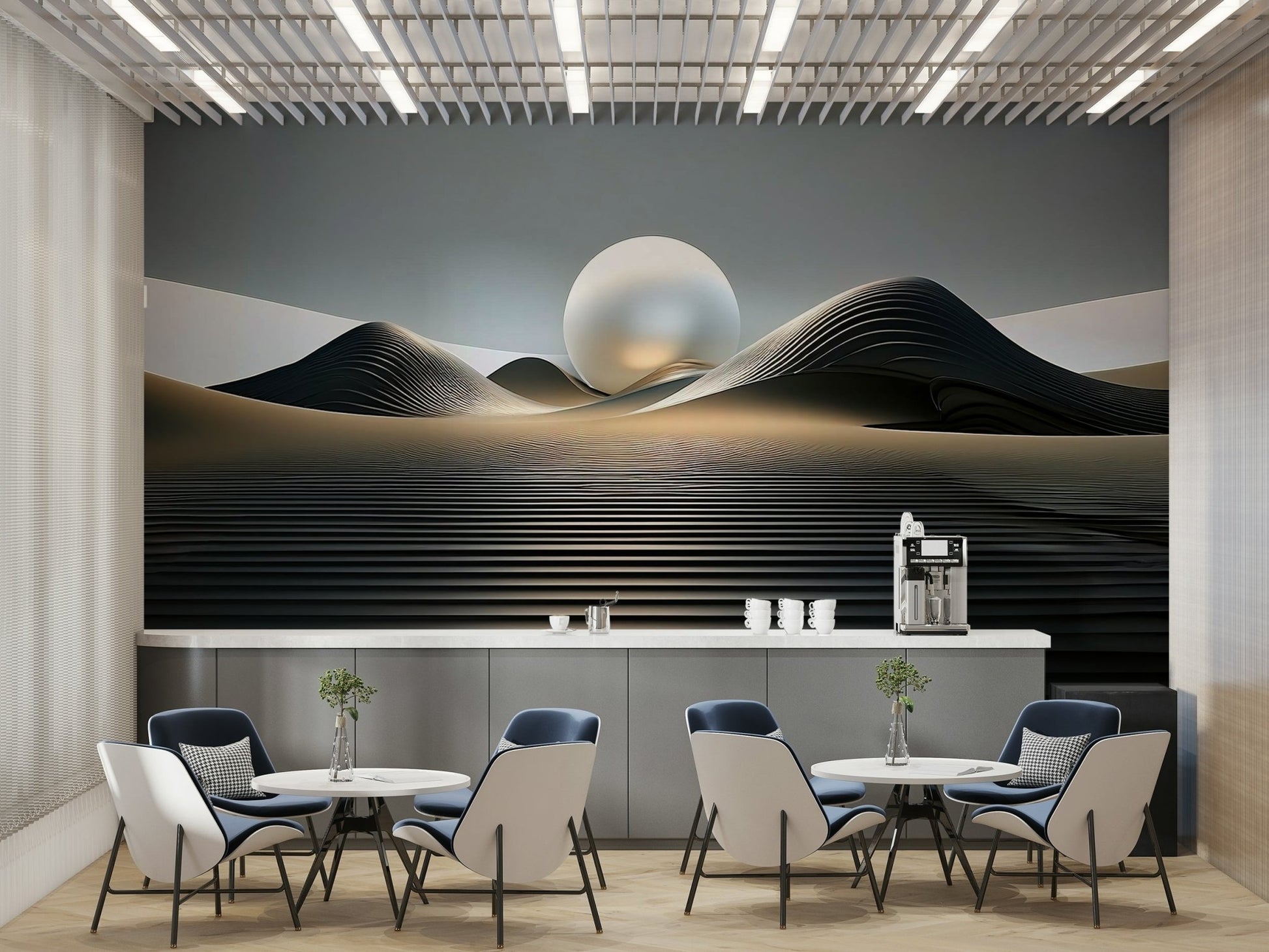 Orbital Dunes wall mural with soft, flowing curves

