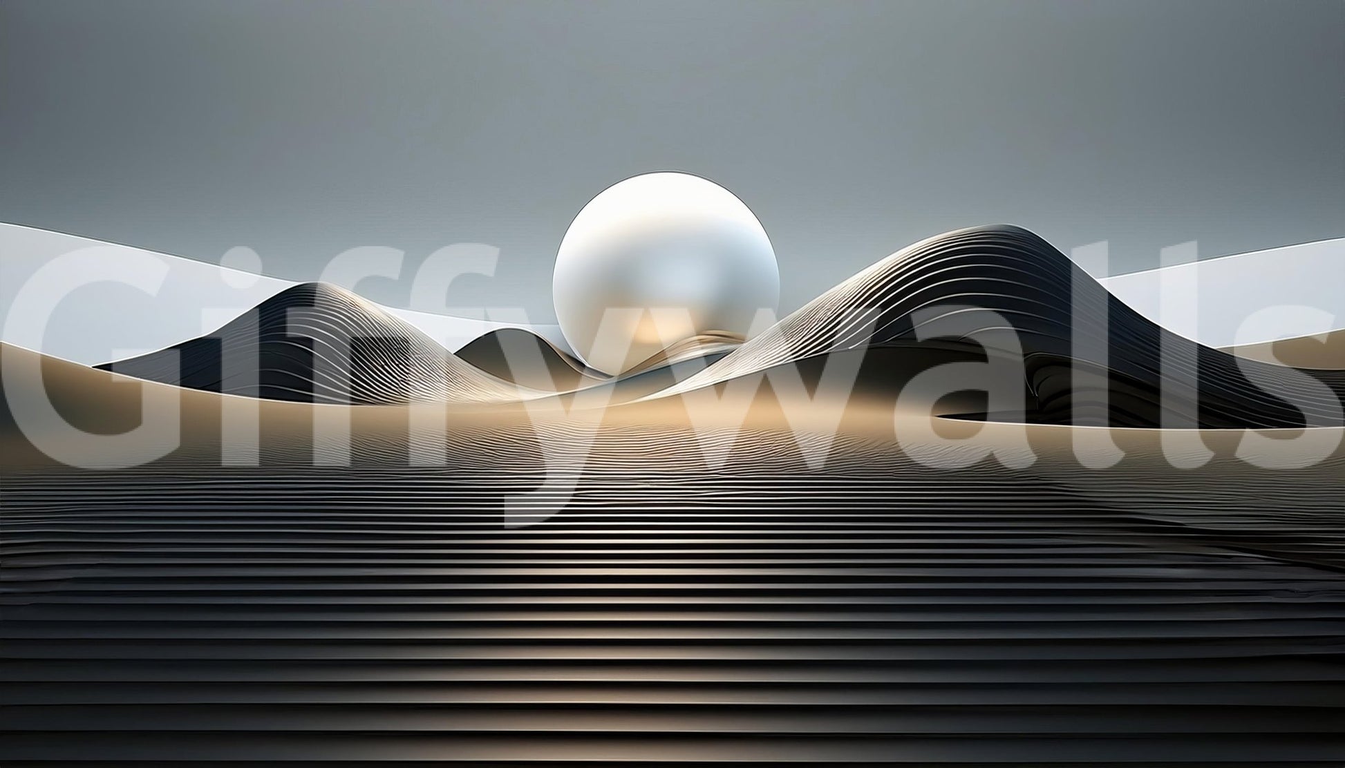 Sophisticated Orbital Dunes mural for dynamic room design

