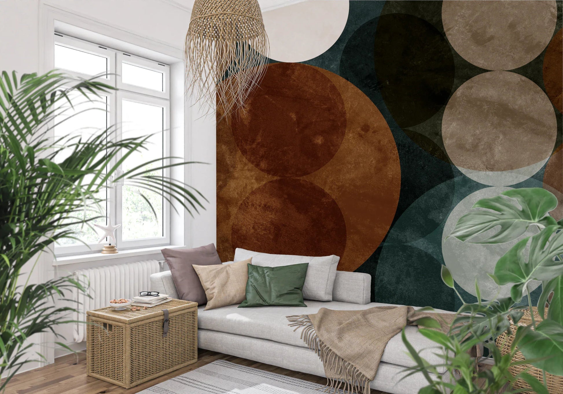 Orbital Harmony in Earthy Colors Wall Mural