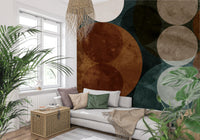 Orbital Harmony in Earthy Colors Wall Mural