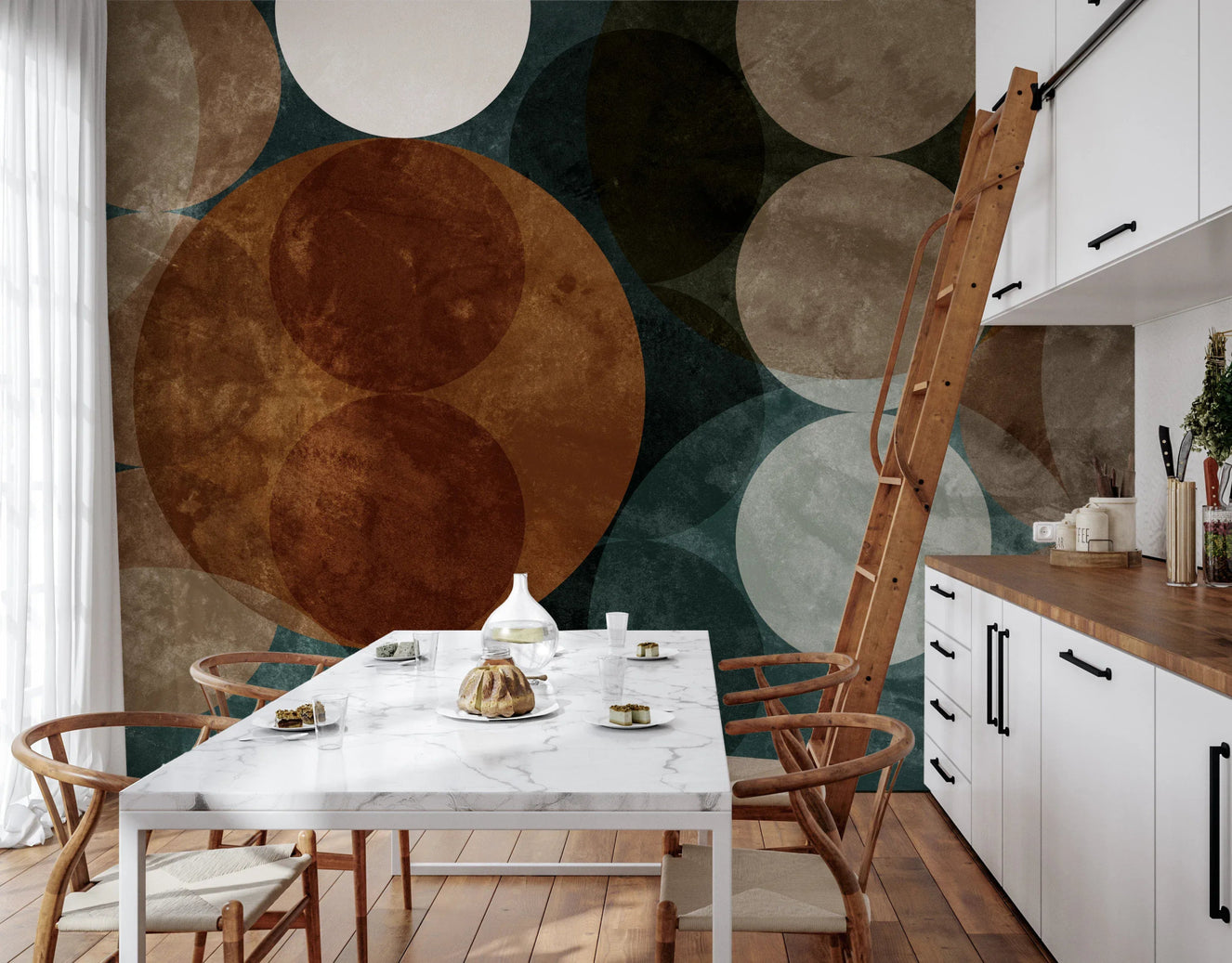 Terracotta and beige geometric circles Orbital Harmony in Earthy Colors wallpaper