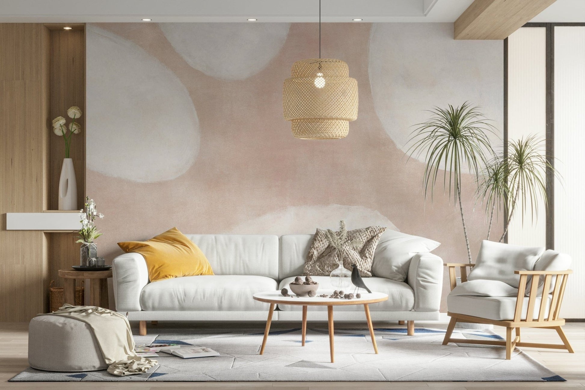 Organic white forms wall design

