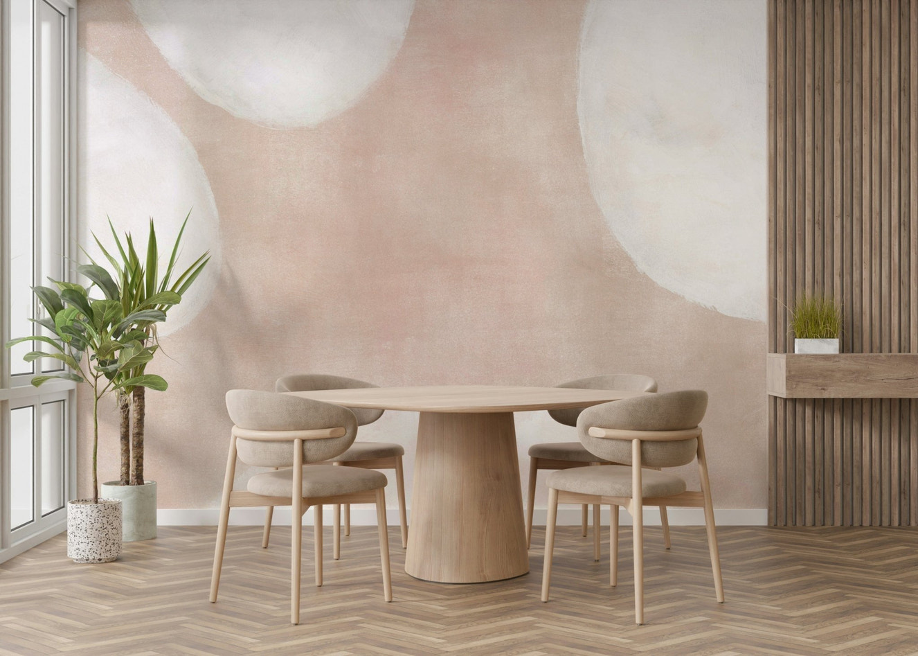 Soft organic abstract wall mural

