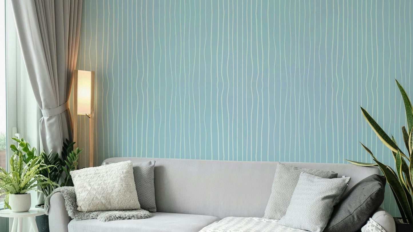 Organic Blue Lines wall mural

