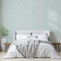 Baby blue organic pattern wallpaper with stripes


