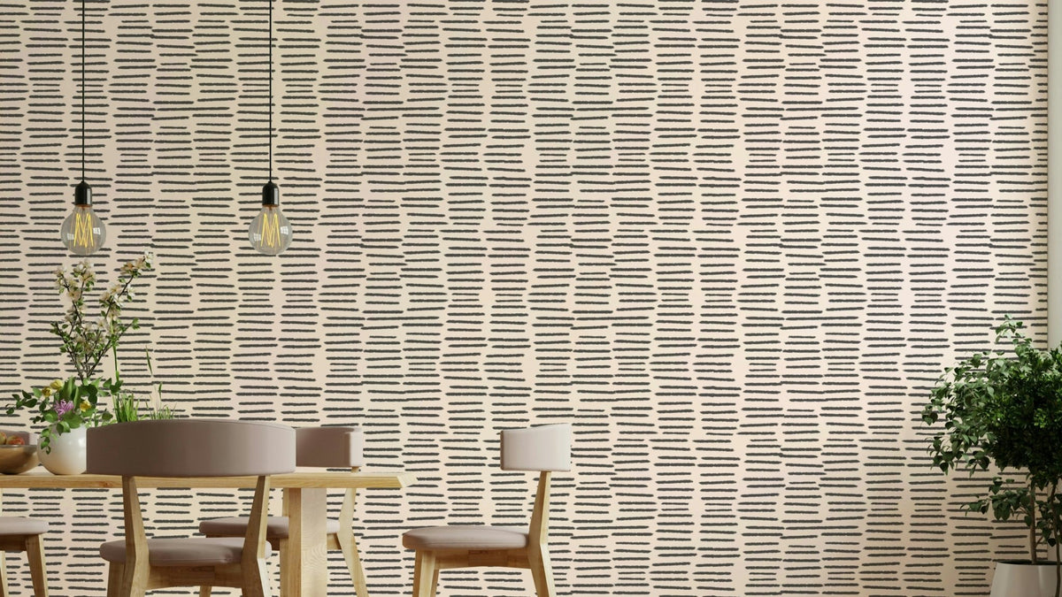 Minimalist charcoal boho brush stroke wallpaper  GD685