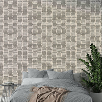 Charcoal organic pattern wallpaper with stripes

